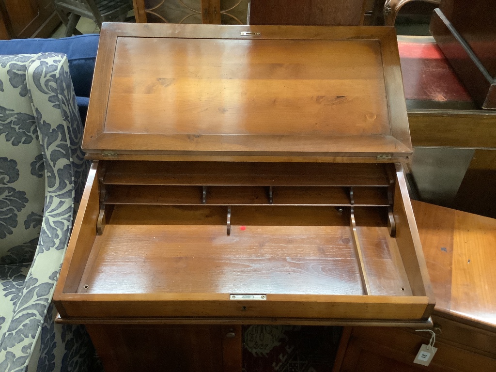 A Victorian style mahogany traveller's desk, width 82cm (closed), depth 49cm, height 84cm